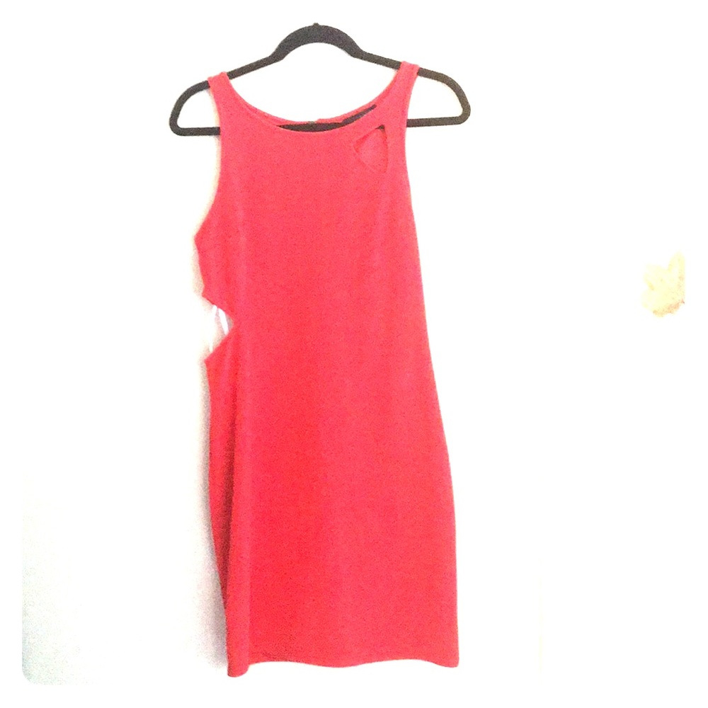 Coral mini dress with cutouts